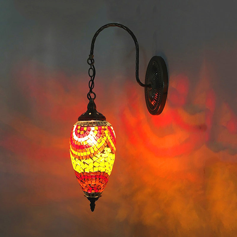 Vivolux | 1 Licht Geschnittenes Glas Wandbeleuchtung Traditionell Rot/Orange/Grün Tropfenförmige Wohnzimmer Wandleuchte Armatur