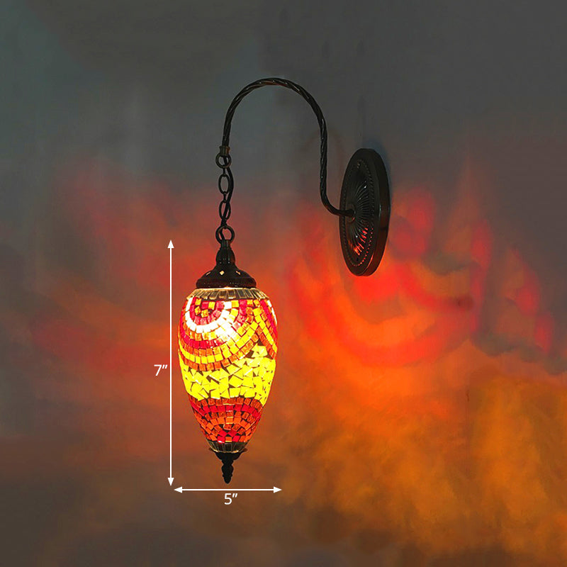 Vivolux | 1 Licht Geschnittenes Glas Wandbeleuchtung Traditionell Rot/Orange/Grün Tropfenförmige Wohnzimmer Wandleuchte Armatur