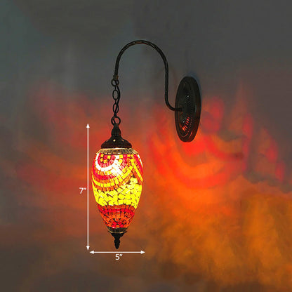 Vivolux | 1 Licht Geschnittenes Glas Wandbeleuchtung Traditionell Rot/Orange/Grün Tropfenförmige Wohnzimmer Wandleuchte Armatur