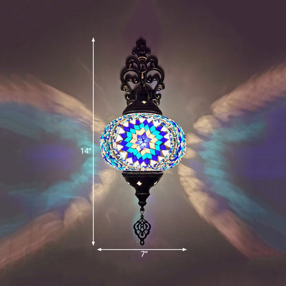 Vivolux | Globe Innenwandlampe Vintage Buntglas 1 Licht Weiß/Rot/Orange Wandleuchte Beleuchtung