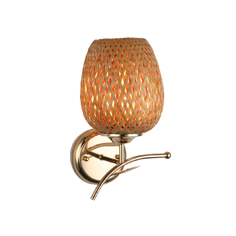 Vivolux | Japanse Handgemaakte Wandlamp Bamboe 1 Lamp Wandmontage Verlichting in Bruin voor Trap