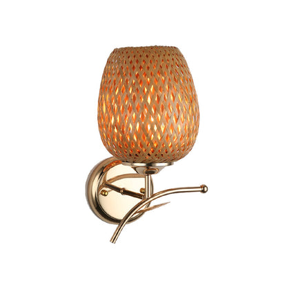 Vivolux | Japanse Handgemaakte Wandlamp Bamboe 1 Lamp Wandmontage Verlichting in Bruin voor Trap