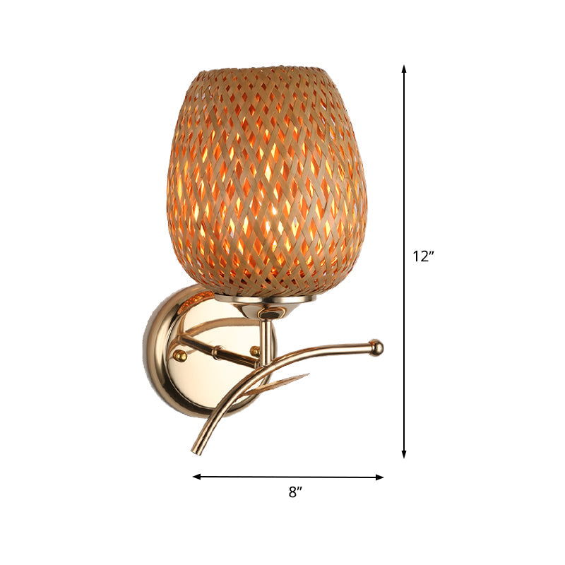 Vivolux | Japanse Handgemaakte Wandlamp Bamboe 1 Lamp Wandmontage Verlichting in Bruin voor Trap