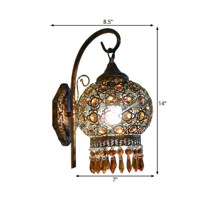 Vivolux | Rust 1-Lampe Wandleuchte Bohemian Metall Global Wandmontage Beleuchtung mit hängendem Kristall für Schlafzimmer
