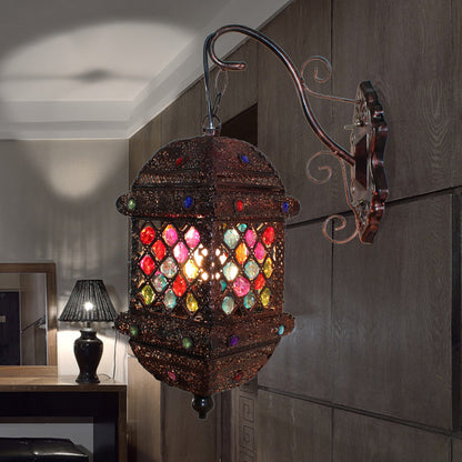 Vivolux | 1 Licht Laterne Wandleuchte Bohemian Rost Metall Wandlampe für Wohnzimmer