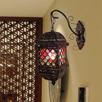 Vivolux | 1 Licht Laterne Wandleuchte Bohemian Rost Metall Wandlampe für Wohnzimmer