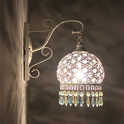 Vivolux | Traditionelle Kuppel Wand Sconce Lampe 1 Glühbirne Metall Wandmontage Licht in Weiß/Rosa/Orange für Wohnzimmer