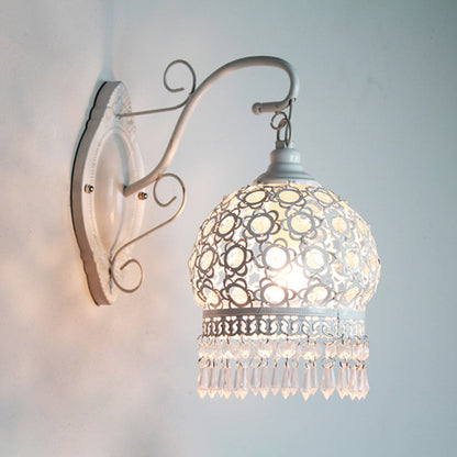 Vivolux | Traditionelle Kuppel Wand Sconce Lampe 1 Glühbirne Metall Wandmontage Licht in Weiß/Rosa/Orange für Wohnzimmer
