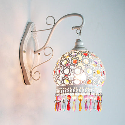 Vivolux | Traditionelle Kuppel Wand Sconce Lampe 1 Glühbirne Metall Wandmontage Licht in Weiß/Rosa/Orange für Wohnzimmer