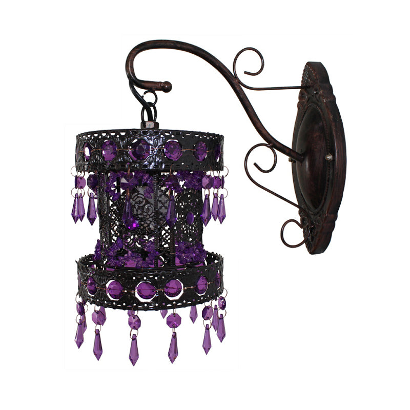 Vivolux | Bohemian Cilinder Wandlamp 1 Peertje Metalen Wandmontage Licht in Roest voor Woonkamer