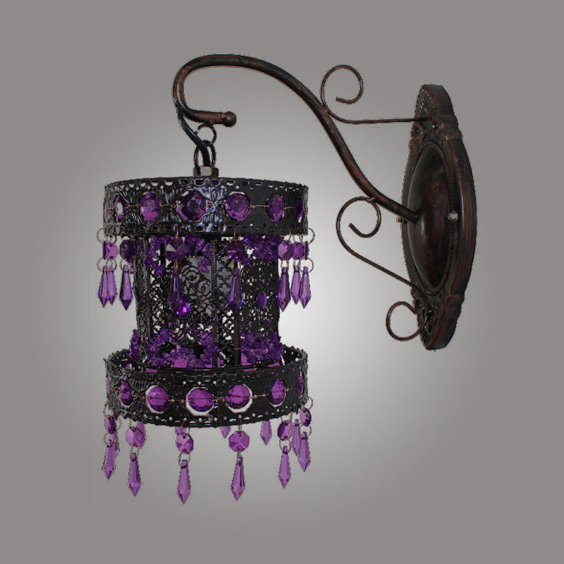 Vivolux | Bohemian Cilinder Wandlamp 1 Peertje Metalen Wandmontage Licht in Roest voor Woonkamer