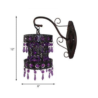 Vivolux | Bohemian Cilinder Wandlamp 1 Peertje Metalen Wandmontage Licht in Roest voor Woonkamer