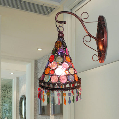 Vivolux | 1 Glühbirne Metall Wandleuchte Art Deco Gelb/Blau/Lila Konische Esszimmer Wandmontage Beleuchtung mit Hängendem Glas