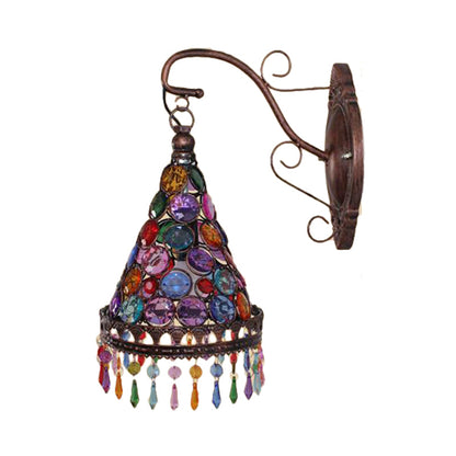 Vivolux | 1 Glühbirne Metall Wandleuchte Art Deco Gelb/Blau/Lila Konische Esszimmer Wandmontage Beleuchtung mit Hängendem Glas