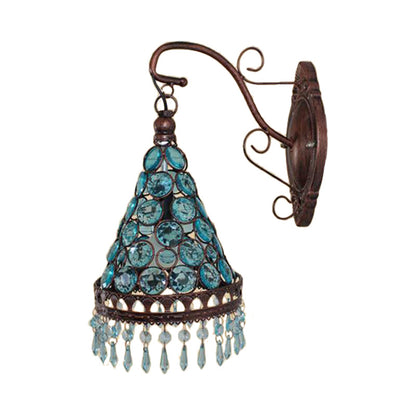 Vivolux | 1 Glühbirne Metall Wandleuchte Art Deco Gelb/Blau/Lila Konische Esszimmer Wandmontage Beleuchtung mit Hängendem Glas