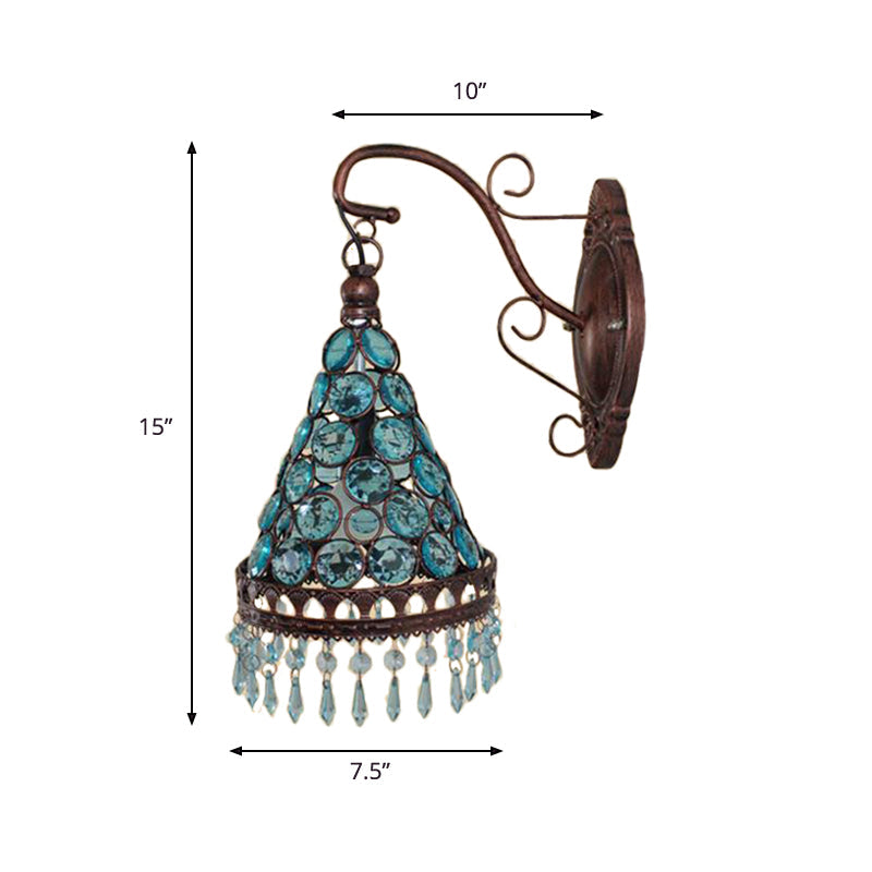 Vivolux | 1 Glühbirne Metall Wandleuchte Art Deco Gelb/Blau/Lila Konische Esszimmer Wandmontage Beleuchtung mit Hängendem Glas