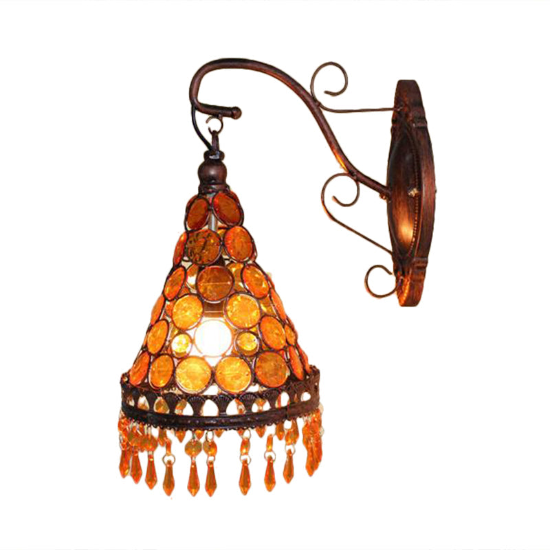 Vivolux | 1 Glühbirne Metall Wandleuchte Art Deco Gelb/Blau/Lila Konische Esszimmer Wandmontage Beleuchtung mit Hängendem Glas