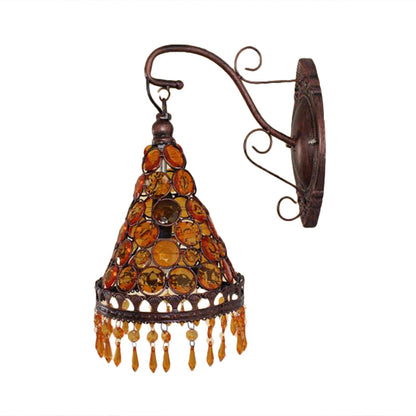 Vivolux | 1 Glühbirne Metall Wandleuchte Art Deco Gelb/Blau/Lila Konische Esszimmer Wandmontage Beleuchtung mit Hängendem Glas