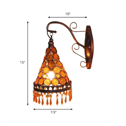 Vivolux | 1 Glühbirne Metall Wandleuchte Art Deco Gelb/Blau/Lila Konische Esszimmer Wandmontage Beleuchtung mit Hängendem Glas