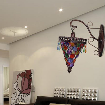 Vivolux | Cone Metall Wandlampe Sconces Art Deco 1 Kopf Wohnzimmer Wandlicht Leuchte in Orange/Blau/Lila mit Glasakzent