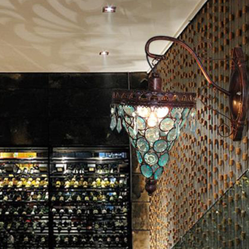 Vivolux | Cone Metall Wandlampe Sconces Art Deco 1 Kopf Wohnzimmer Wandlicht Leuchte in Orange/Blau/Lila mit Glasakzent