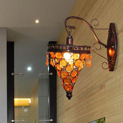 Vivolux | Cone Metall Wandlampe Sconces Art Deco 1 Kopf Wohnzimmer Wandlicht Leuchte in Orange/Blau/Lila mit Glasakzent