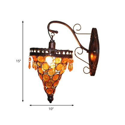 Vivolux | Cone Metall Wandlampe Sconces Art Deco 1 Kopf Wohnzimmer Wandlicht Leuchte in Orange/Blau/Lila mit Glasakzent