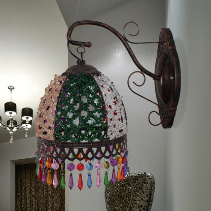 Vivolux | Groene Koepel Wandlamp Decoratieve Metaal 1 Kop Woonkamer Wandlamp Verlichtingsarmatuur met Glazen Drapering