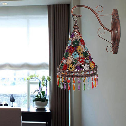 Vivolux | Bohemian Cone/Funnel Wandleuchte 1 Glühbirne Metall Wandmontierte Lichtarmatur in Bronze für das Wohnzimmer