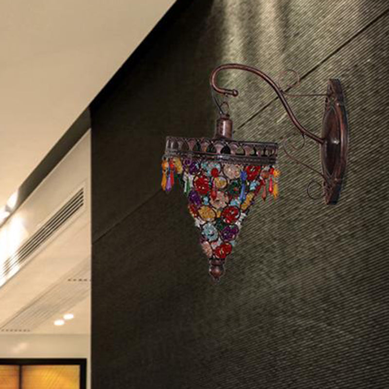 Vivolux | Bohemian Cone/Funnel Wandleuchte 1 Glühbirne Metall Wandmontierte Lichtarmatur in Bronze für das Wohnzimmer