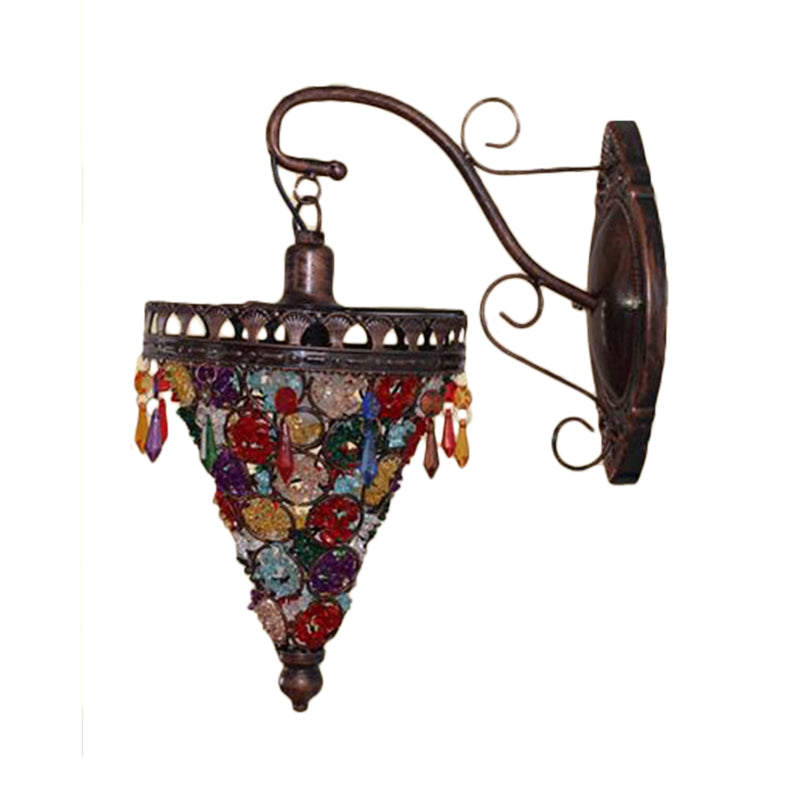 Vivolux | Bohemian Cone/Funnel Wandleuchte 1 Glühbirne Metall Wandmontierte Lichtarmatur in Bronze für das Wohnzimmer