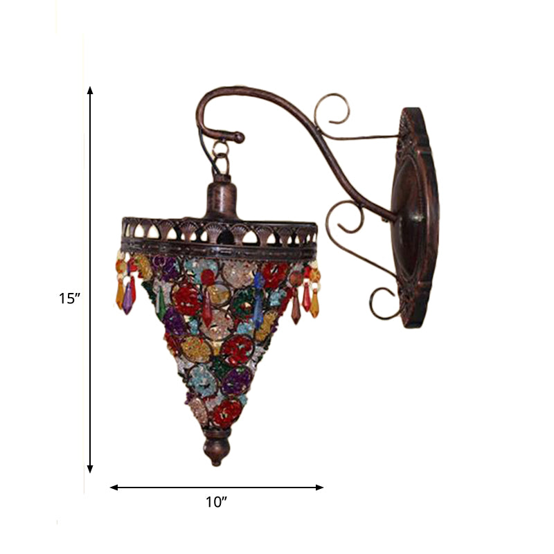 Vivolux | Bohemian Cone/Funnel Wandleuchte 1 Glühbirne Metall Wandmontierte Lichtarmatur in Bronze für das Wohnzimmer