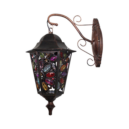 Vivolux | 1 Kopf Blume/Kreis Wandleuchte Bohemian Schwarzes Metall Wandlicht mit gebogenem Arm für Restaurant