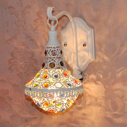 Vivolux | 1 Kopf Wandleuchte Bohemian Tropfen Metall Wandbeleuchtung in Weiß für Flur