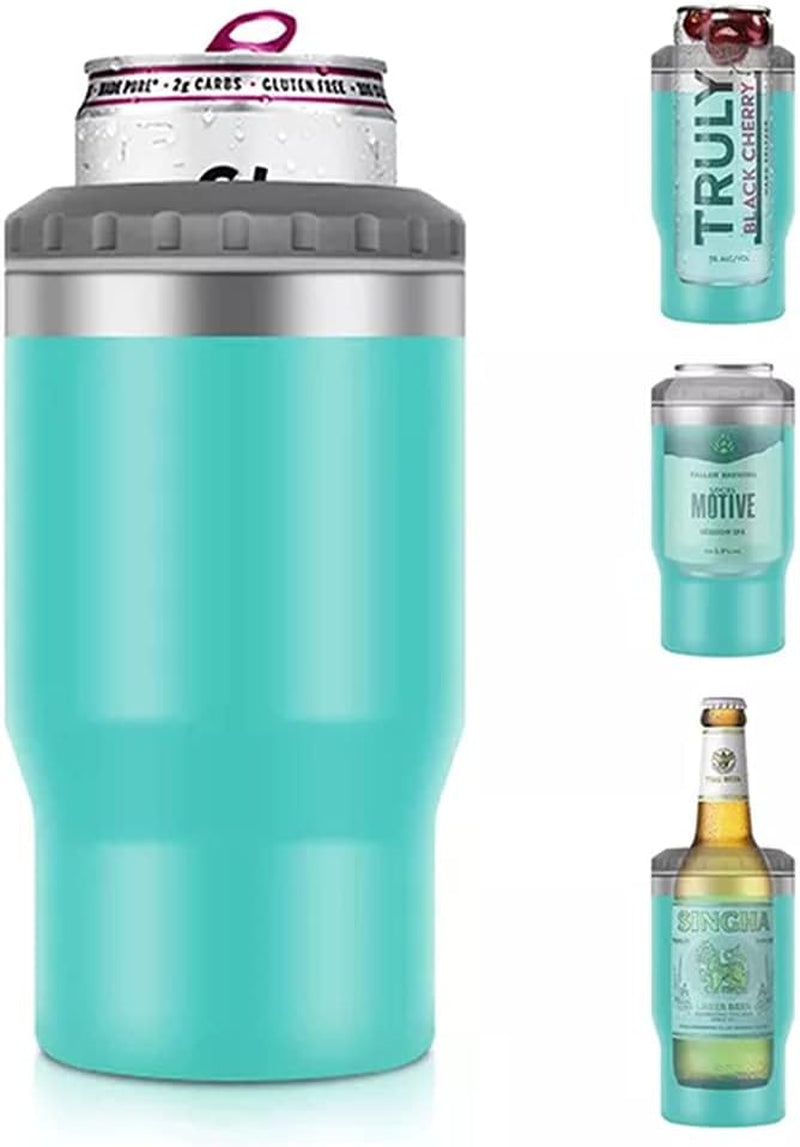 Vivolux | 4 in 1 Edelstahl Dose-/Flaschenisolator, 14Oz Zwei-Wege-Deckel SUS Isolierte Dose Kühler, Bierflaschenhalter (Schwarz)