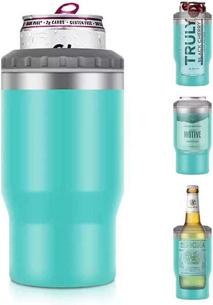 Vivolux | 4 in 1 Edelstahl Dose-/Flaschenisolator, 14Oz Zwei-Wege-Deckel SUS Isolierte Dose Kühler, Bierflaschenhalter (Schwarz)