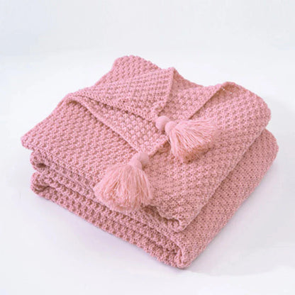 Vivolux | Gestrickte Wolldecke mit Quasten - NordicCozy