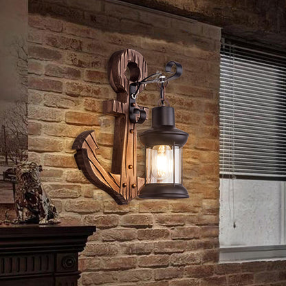 Vivolux | Vintage Anker LED Wandleuchte - Industrie Metall & Holz für Esszimmer/Wohnzimmer