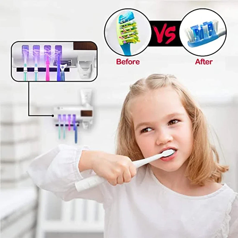 Vivolux | Smart UV-Licht Sterilisator Zahnbürstenhalter, Wandmontage Zahnpastaspender