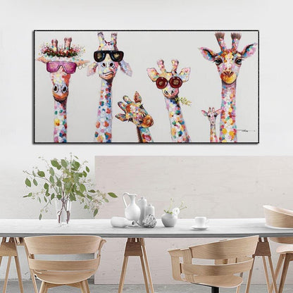 Cartoon-Giraffen - Leinwand Wandkunst Gemälde