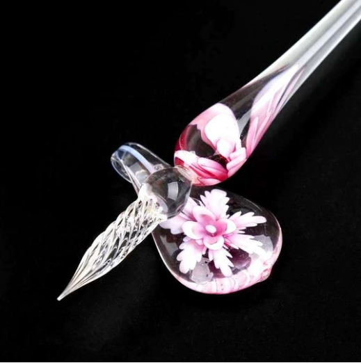 Glas Kalligrafie-Stift Set mit Tinte und Stiftablage