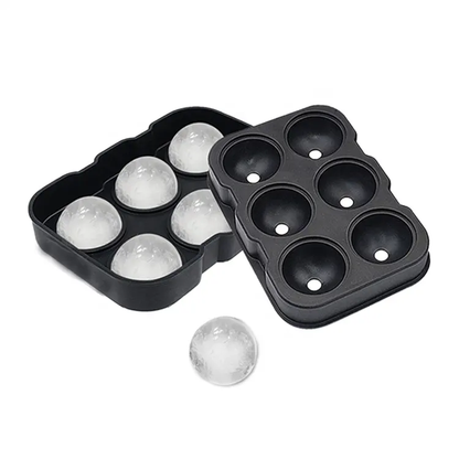 Vivolux | Umweltfreundliche, ungiftige Lebensmittelqualität Silikon 6 Kugeln runde Eiswürfelform Eisball Silikon-Eiswürfel mit Deckel