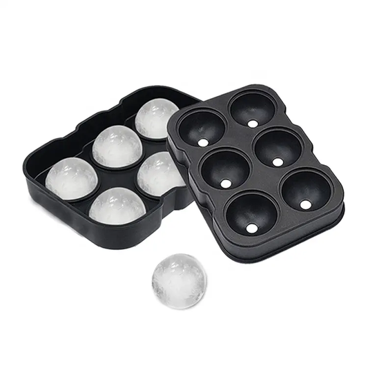 Vivolux | Umweltfreundliche, ungiftige Lebensmittelqualität Silikon 6 Kugeln runde Eiswürfelform Eisball Silikon-Eiswürfel mit Deckel