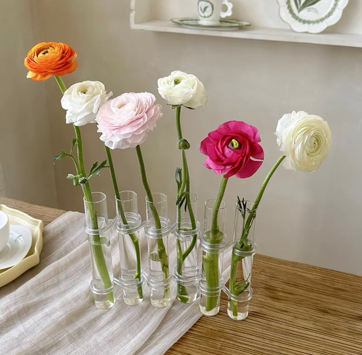 Vivolux | Flexibler Blumenvasen mit Scharnieren | Moderne Glasrohrvase