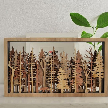 Vivolux | Wanddeko - WoodForrest 3D - Verzauberndes Waldszene - Fuchs & Baumschatten