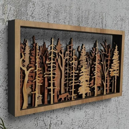 Vivolux | Wanddeko - WoodForrest 3D - Verzauberndes Waldszene - Fuchs & Baumschatten