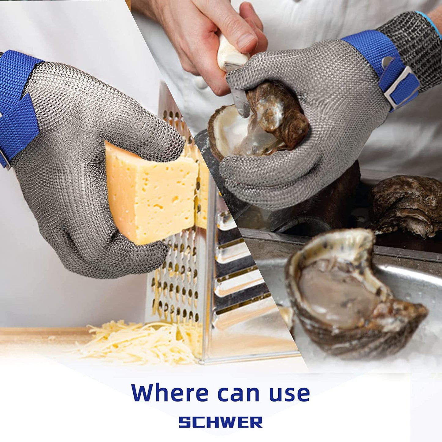 Vivolux | Lebensmittelqualität Edelstahl Mesh Metall Handschuh