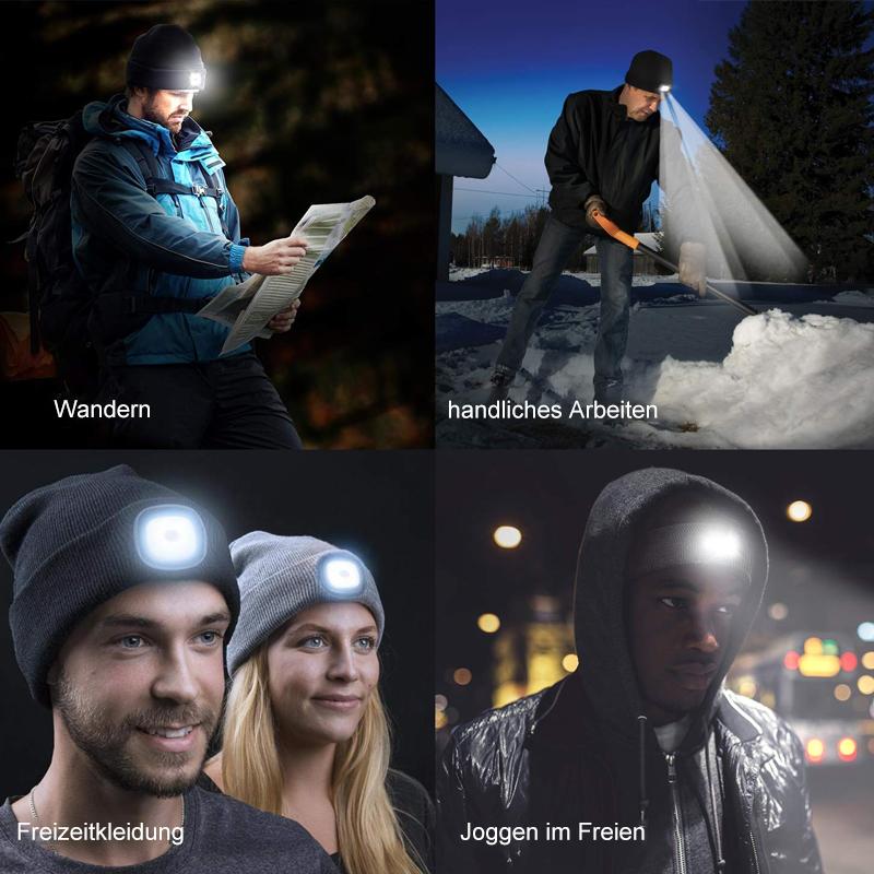 Vivolux | Abziehbar LED Stirnlampe Beanie Mütze