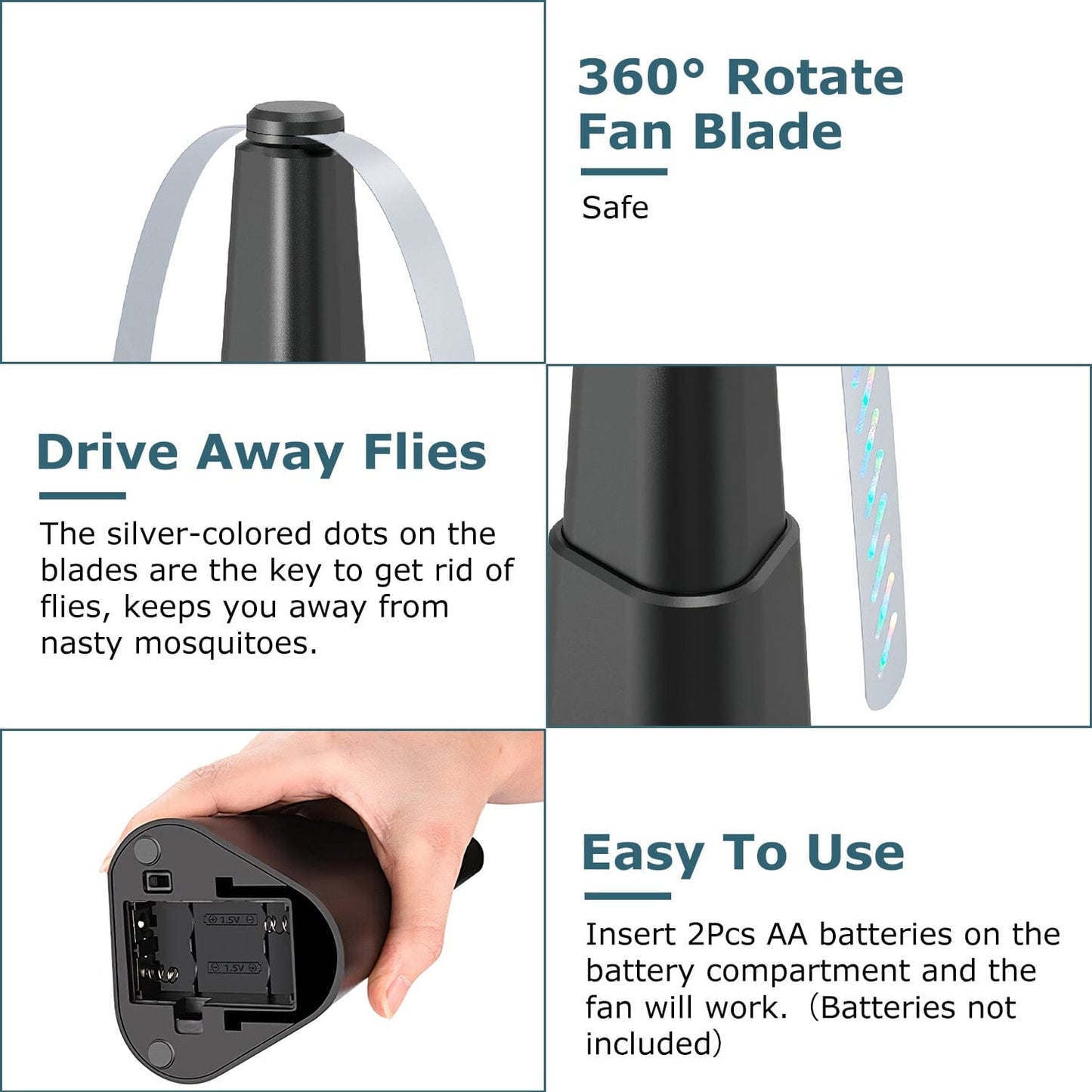 Vivolux | 4-Teilig: Fliegenabwehr Ventilator Tisch Batteriebetriebene Insektenabwehr