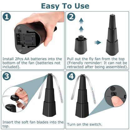 Vivolux | 4-Teilig: Fliegenabwehr Ventilator Tisch Batteriebetriebene Insektenabwehr